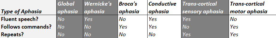 receptive aphasia classification